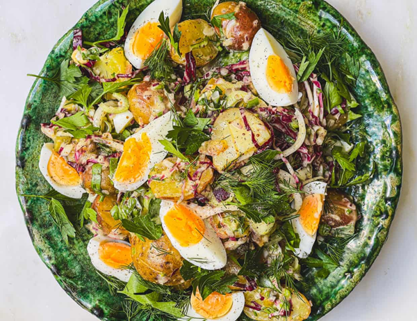 Potato salad with tinned oil dressing