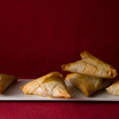 Potato samosa phyllo triangles