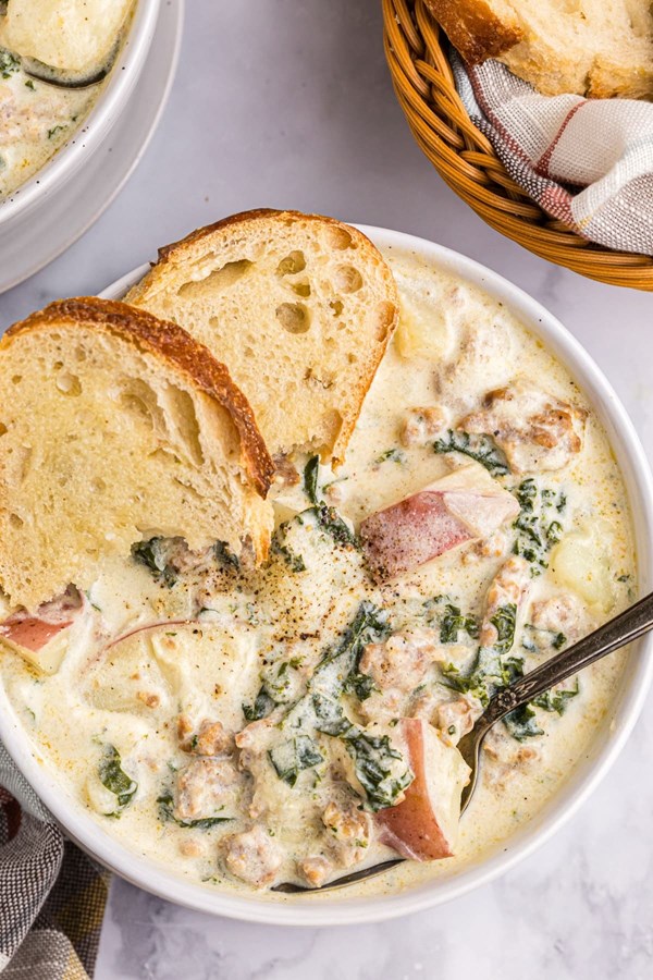 Potato sausage and kale soup