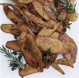 Potato skin curls with fresh herbs