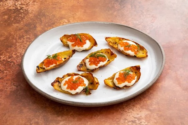 Potato skins with whipped cod's roe and caviar 