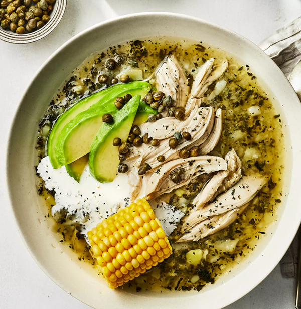 Potato soup with corn (Ajiaco Bogotano)