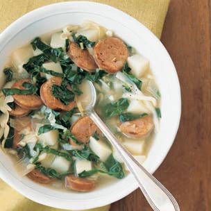 Potato soup with kale and sausage