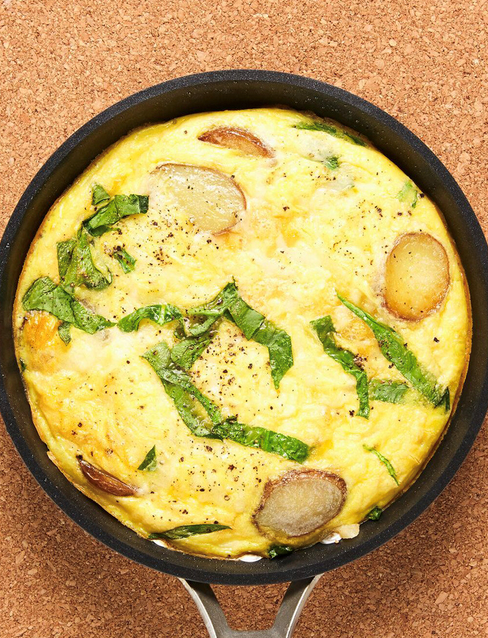 Potato, spinach and Gruyère frittata