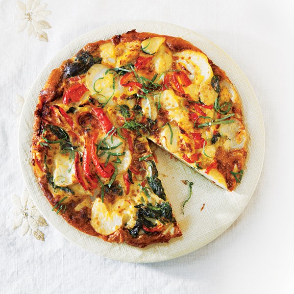 Potato, spinach, and red pepper frittata