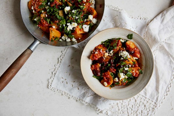 Potato stew with herbs and feta (Patates yahni)