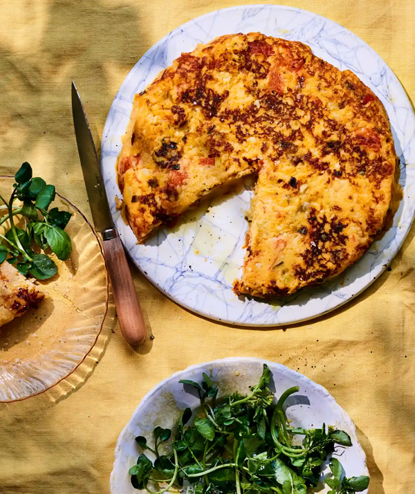 Potato, tomato and onion frittata
