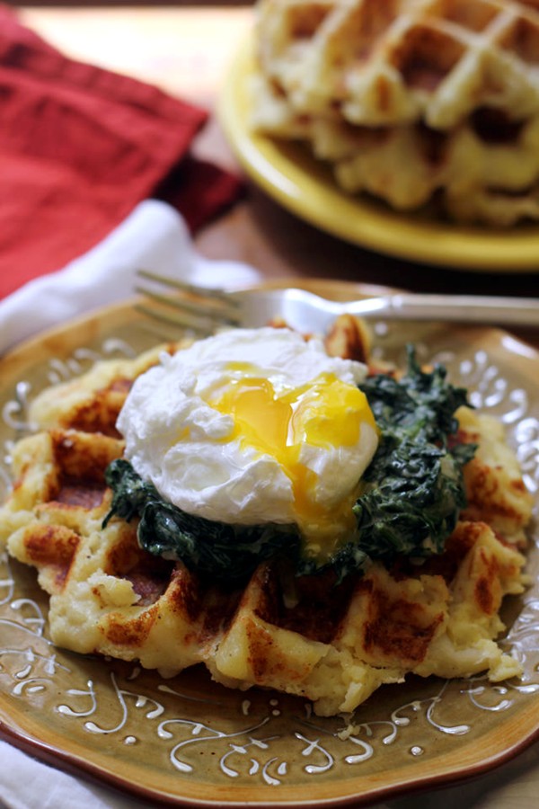 Potato waffle eggs Florentine