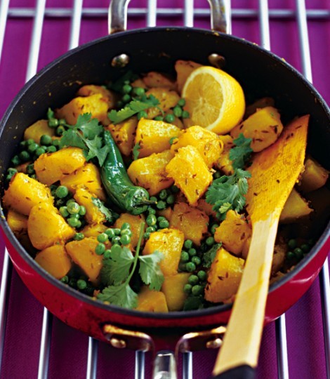 Potatoes and green peas