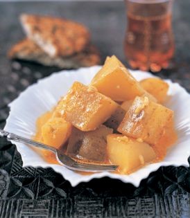 Potatoes in coconut milk with garlic-infused butter