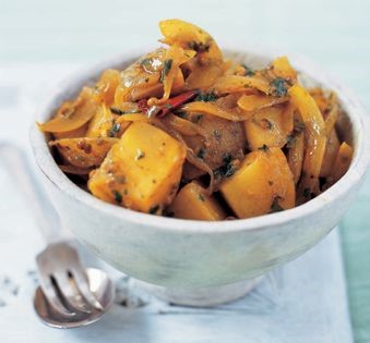 Potatoes with coriander and sun-dried mango