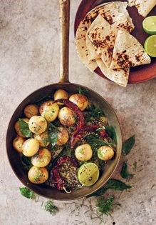 Potatoes with curry leaves and turmeric