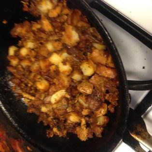 Potatoes with homemade sausage (Papas con chorizo)