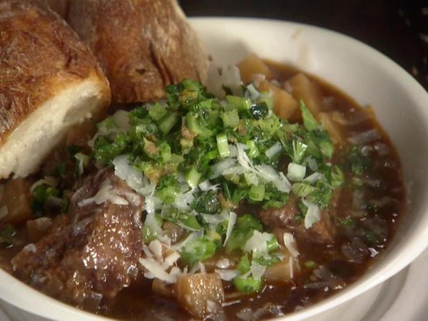 Potted beef & celery root with celery gremolata