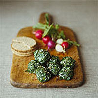 Potted cheese with spring onion, marjoram and parsley