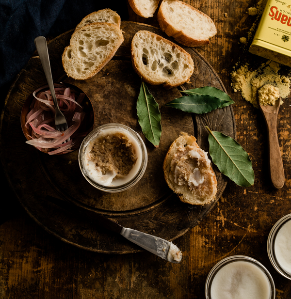 Potted pork with mace and mustard (with bonus cracklings)