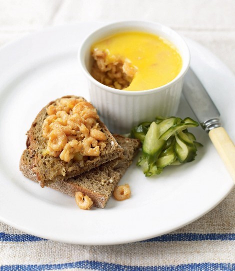 Potted shrimps with pickled cucumber