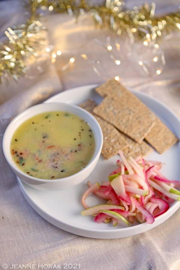 Potted smoked salmon with quick pickle apple slaw