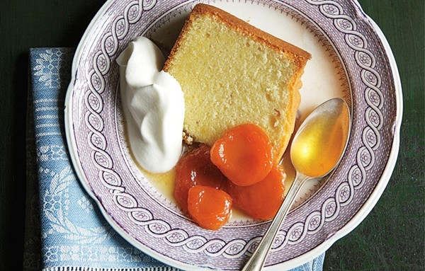 Pound cake with Grand Marnier-poached apricots