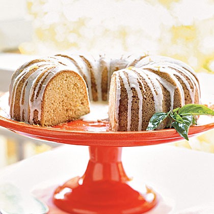 Pound cake with lemon-basil glaze