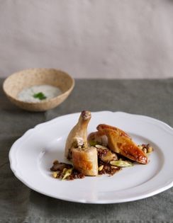 Poussin two ways with coriander yoghurt