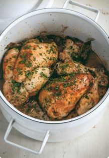 Poussin with mushrooms and Madeira