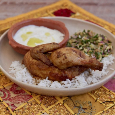 Poussin with preserved lemon salata