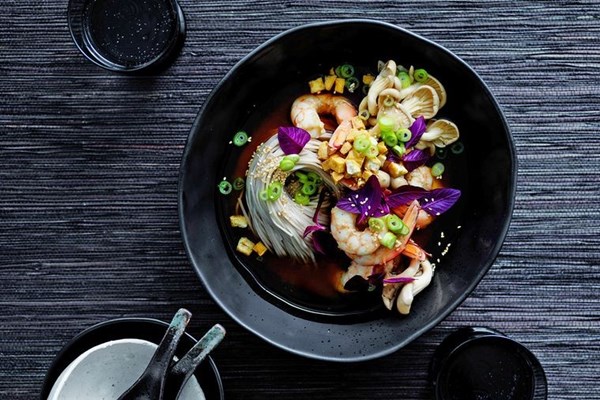 Prawn & buckwheat noodle soup