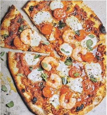 Prawn & sun-dried tomato pesto pizza