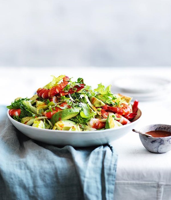 Prawn and avocado salad with spiced tomato dressing