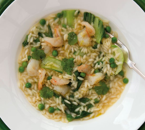 Prawn and bok choy risotto