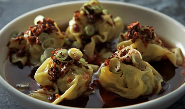 Prawn and chicken dumplings with spiced vinegar