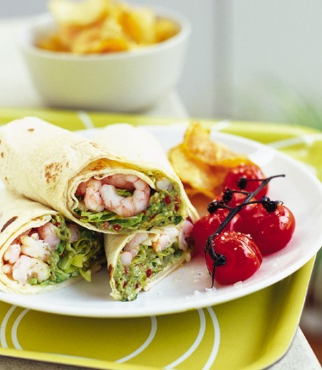 Prawn and guacamole wraps
