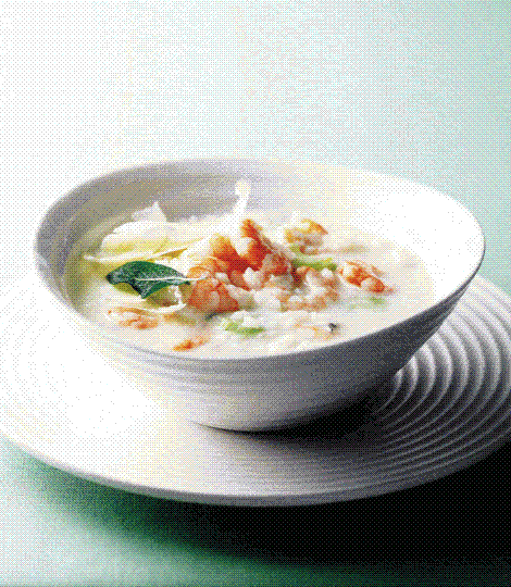 Prawn and Parmesan risotto soup