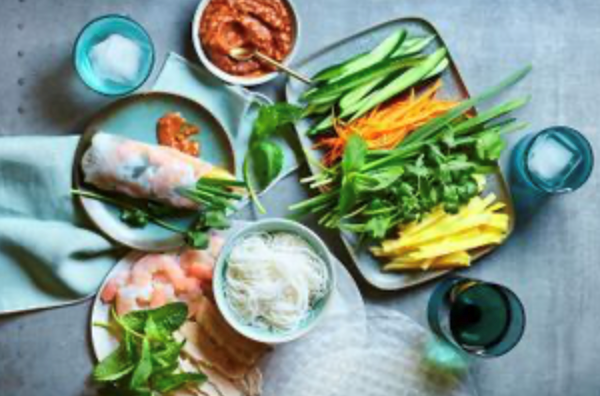 Prawn and pork rice paper rolls