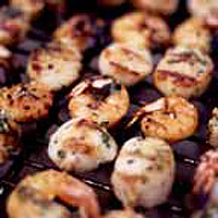 Prawn and scallop kebabs
