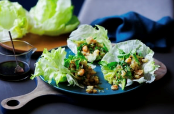 Prawn and shiitake lettuce cups