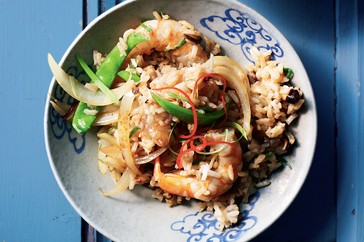Prawn and shiitake stir-fried rice