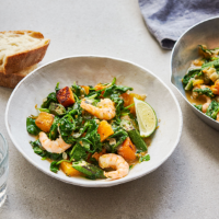 Prawn and spinach callalloo