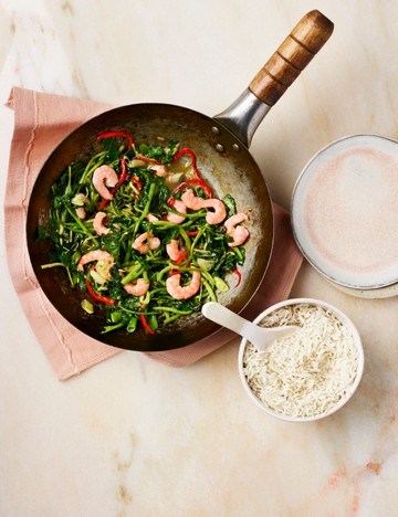 Prawn and watercress stir-fry