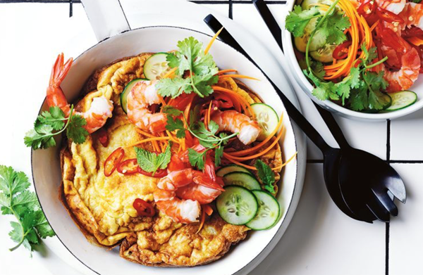Prawn Asian omelette