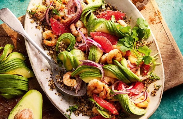 Prawn, avocado & grapefruit with quinoa