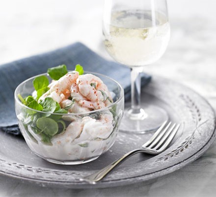 Prawn, basil and lemon cocktail