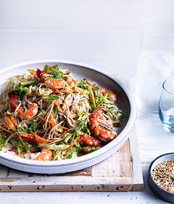 Prawn, cabbage and soba noodle salad