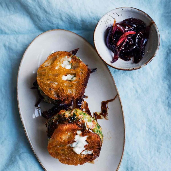 Prawn cakes, coriander mayonnaise