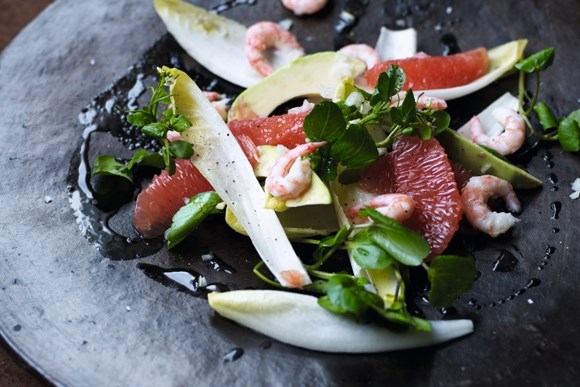 Prawn, chicory and grapefruit salad