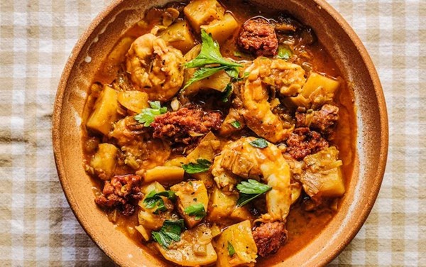 Prawn, chorizo and potato stew