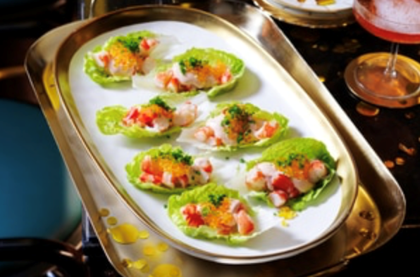 Prawn cocktail lettuce tacos with Bloody Mary mayonnaise