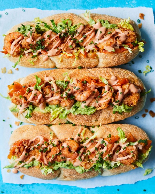 Prawn cocktail sub with avocado and Tabasco relish