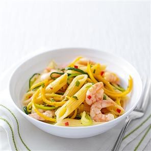 Prawn, courgette and squash pasta